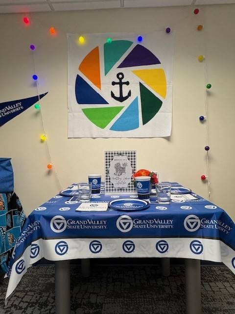 CHWB Homecoming decorations, wellness wheel sign above table